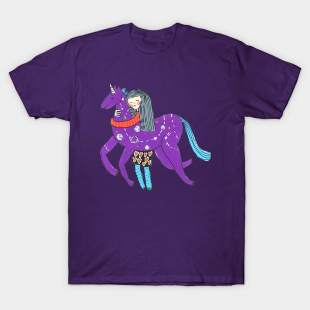 Purple Unicorn T-Shirt by DoodlesAndStuff